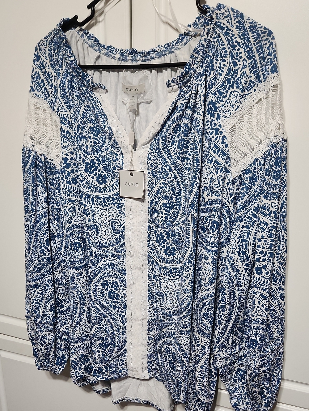 Cupio Boho Lace-Trim Women's Blouse